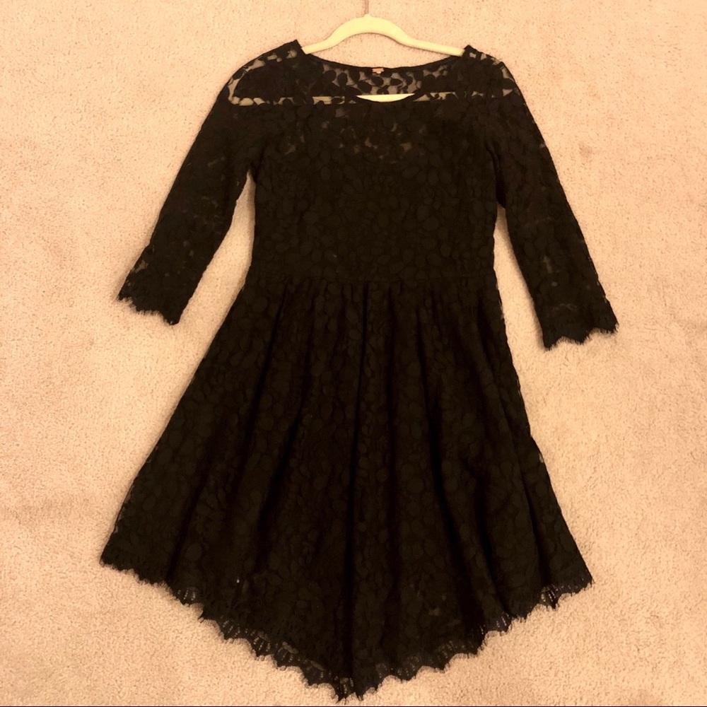 Free People lace dress 3/4 sleeves knee length